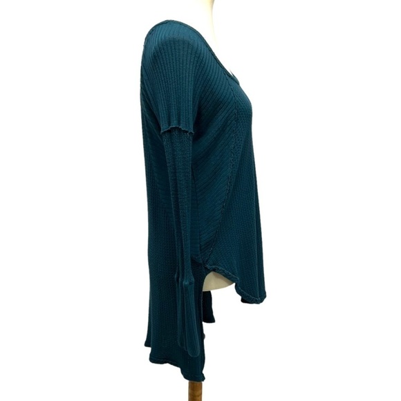 Free People Ventura Dippy Green Thermal Waffle Knit Tunic Top - Picture 9 of 13